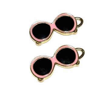 234 ピンク色のサングラス 2個 メガネチャーム パーツ◯