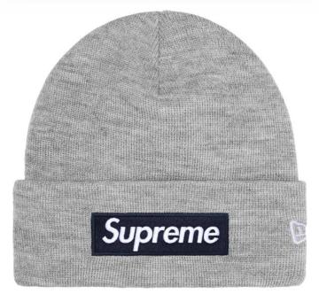 25FW Supreme x New Era Box Logo Beanie "Heather Grey"