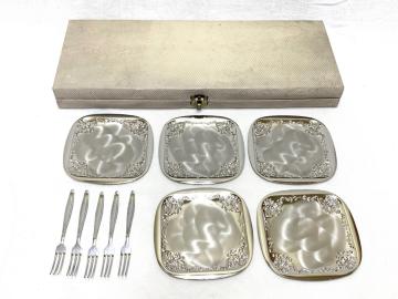 18418 ���g�p �V���o�[ �f�U�[�g�v���[�g �t�H�[�N 5�q�Z�b�g ��12.5cm �P�[�X�_���[�W