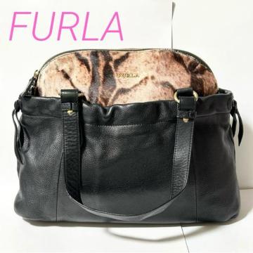 FURLA �t���� ���U�[ �n���R �A�j�}���� �n���h�o�b�O �g�[�g�o�b�O ���f�B�[�X �u���b�N �x�[�W��