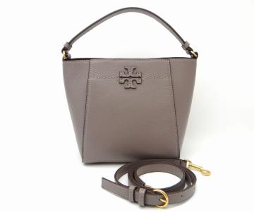 TORY BURCH �g���[�o�[�` �}�b�N�O���[ �X���[�� �o�P�b�g�o�b�O 2WAY�n���h�o�b�O �O���[��USED��