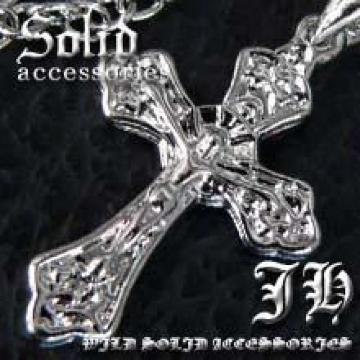 【プラチナ】高級感♪ロザリオクロスネックレス