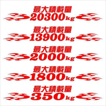 ピンスト 最大積載量ステッカー 25センチ 赤 a
