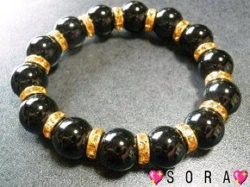 開運.厄除け♪オラオラ オニキス&ゴールドロンデル 数珠ブレスレット