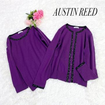 美品 オースチンリード スパンコール付アンサンブルニット カーディガン カシミヤ  4210