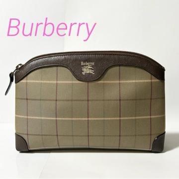 Burberry �o�[�o���[�Y �|�[�` �u���E�� ���U�[ �L�����o�X ���U�[ �`�F�b�N��