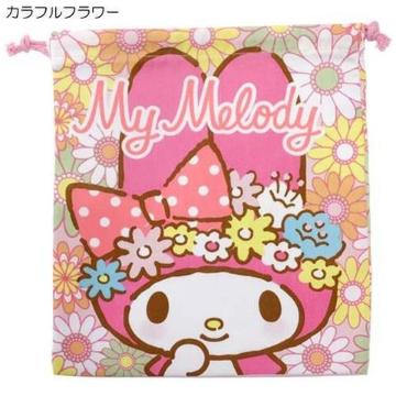 《New》マイメロディ<カラフルフラワー>★便利な大きめサイズ・巾着袋