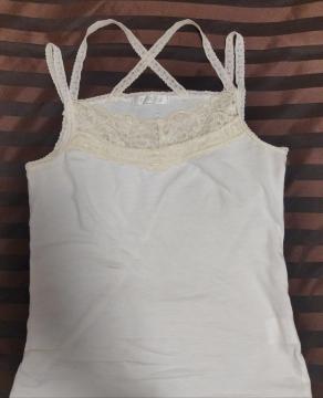 オフホワイト レース 二重バックシャンストラップ キャミソール