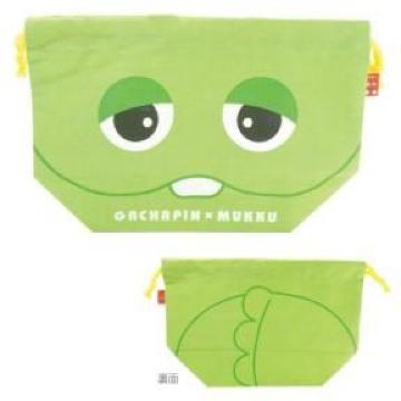 【ガチャピン&ムック】可愛い♪弁当箱.コップ.洗面具.コスメ マチ付巾着袋