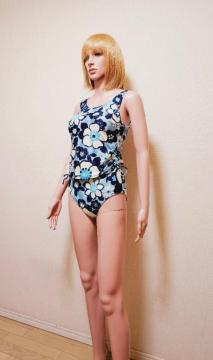 大きいL☆光沢つるAくしゅAリボンの補正インナーカップ付きワンピ水着7171☆3点で即落