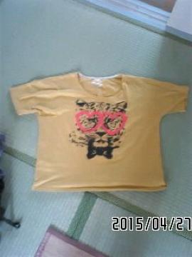 レッドメガネ&トラプリントドルマン袖Tシャツ