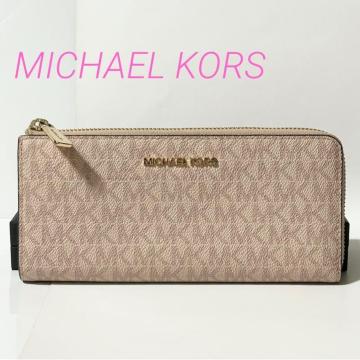 MICHAEL KORS �}�C�P���R�[�X MK�� PVC L���t�@�X�i�[ �����z �E�H���b�g �D���� ���K���� �s���N �x�[�W��