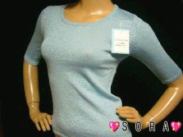 タイトめ美ライン♪キラキラ輝くラメ糸 シンプル半袖ニット