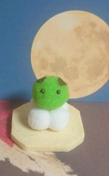 ハンドメイド♪カップ入り!ポンポン和菓子『お月見団子』草うさぎ