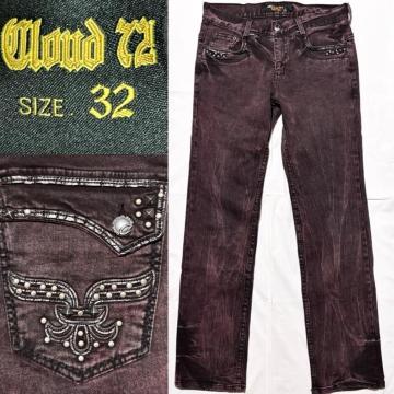新品 近い 美品 CLOUD72 スタッズ 加工 デニム 32 ジーンズ Y2K ロック シルバー アクセサリー お兄限定 V系