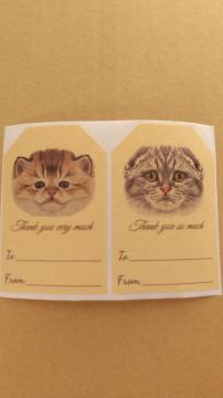 A猫のお顔 ラベルシール 2枚