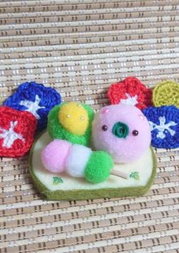 ハンドメイド♪ポンポン和菓子☆夏の練りきりと三色団子☆