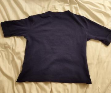 紺 ネイビー カットソーTシャツ フィット ハイネック クロップド 五分袖