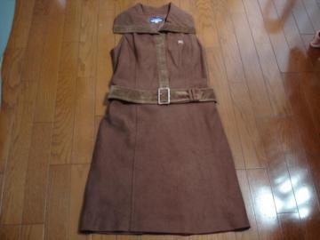 ★バーバリーブルーレーベル コーデュロデザインワンピース★ベルト付 超激安!