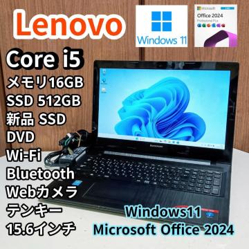Lenovo Corei5 ������16GB �V�iSSD512GB DVD Web�J���� Windows11 Office2024