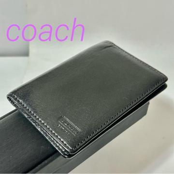 COACH �R�[�` ��܂� �J�[�h�P�[�X �J�[�h���� �p�X�P�[�X ������� ���U�[ �u���b�N ���n �V���v��