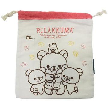 《New》リラックマ★両面でデザインが違う★キャンパス*巾着袋<ベージュ>