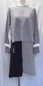 【未使用/タグ付き】NJFS &  Fasion☆デザインセットアップ ドッキングトップス&アシンメトリースカート ニット
