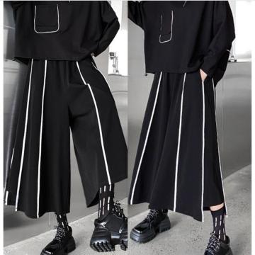 ガウチョパンツ  ワイドパンツ 九分丈 バイカラー  大きいサイズ