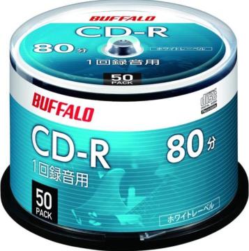 バッファロー 音楽用 CD-R 1回録音 80分 700MB 50枚 スピンドル ホワイトレーベル