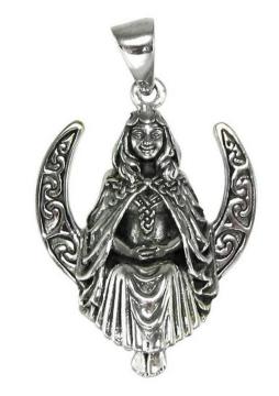 MM: Silver Seated Moon Goddess Pendant