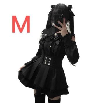 ゴシック ロリータ系 レディース 上下セット ブラック フリル セットアップ 地雷系 コスプレ 量産系