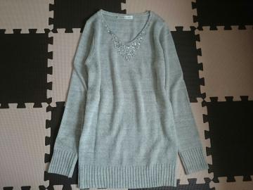 LINK IT ALL リンクイットオール☆ビジュー&パール付きニット★美品☆
