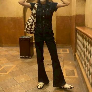 未使用!!◆SHEIN SXY/シーイン◆ボタンフロントフラップポケットデニムジャンプスーツ★デニムオールインワン