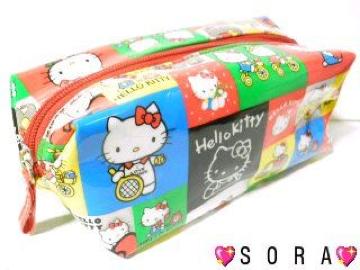 【キティ】可愛い♪コスメ.小物.ペンケース入れに キャラメルポーチ チラシカラー