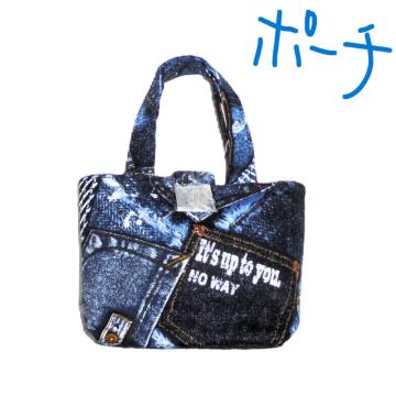 ◆ミニ◆ネイビーブルーデニムパッチワーク柄◆小物入れポーチ