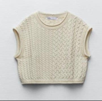 ZARA �P�[�u���҂� �j�b�g�x�X�g �N���[���F�y���{�b�ނ��񒅗p�z