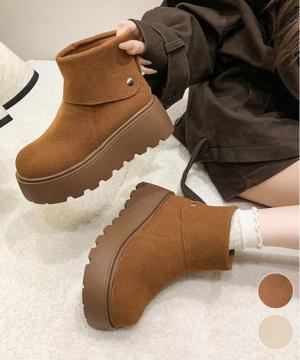 送料無料 新品 厚底ショートブーツ 秋冬シューズ美脚脚長