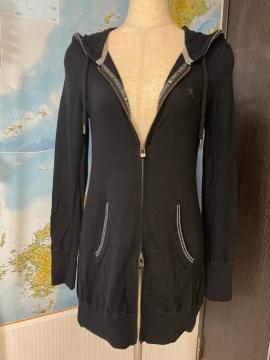 BLACK LONG PARKA with BLUE LABELhJ@38 i