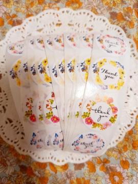 お裾分け☆花柄Thank Youシール5セット☆