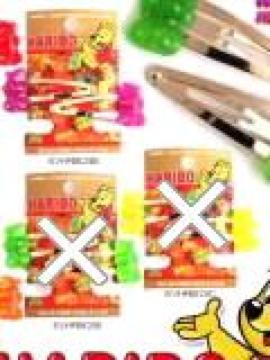 HARIBO・ハリボーベアグミ風チャームヘアピン。パープル