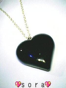 ViVi♪ぷっくりハート ゴールドチェーンネックレス ブラック