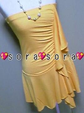 セクシー.お水♪シャーリングフリルベアフレアーミニドレス オレンジ