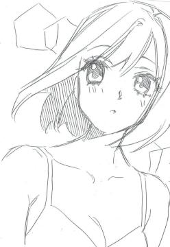 B7サイズ自作イラスト オリジナル 女の子 ラフ画