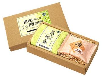 【自然からの贈り物】タオル&ひのきエキス配合石鹸 ギフト 2点セット
