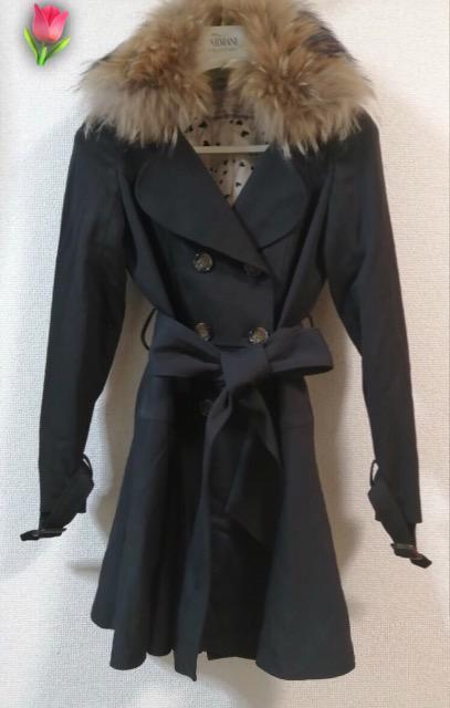 極美品Pinky Girlsトレンチコートタヌキファー付き着痩せくびれ美人大活躍高級素敵通勤 < 女性ファッション  極美品Pinky Girlsトレンチコートタヌキファー付き着痩せくびれ美人大活躍高級素敵通勤 < 女性ファッションの