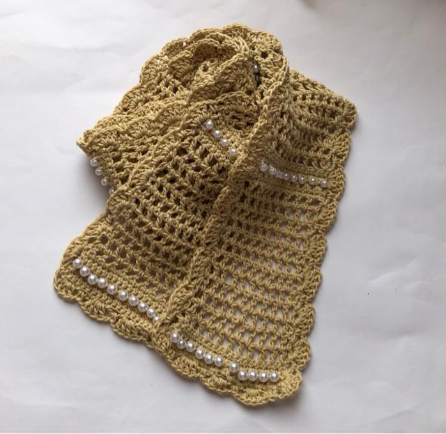 ハンドメイド ストール 春夏 日焼け止め コットン パールビーズ < 女性ファッション  ハンドメイド ストール 春夏 日焼け止め コットン パールビーズ < 女性ファッションの