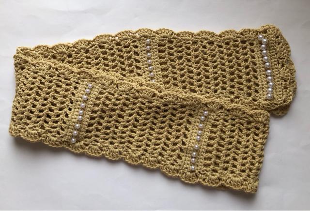ハンドメイド ストール 春夏 日焼け止め コットン パールビーズ < 女性ファッション  ハンドメイド ストール 春夏 日焼け止め コットン パールビーズ < 女性ファッションの