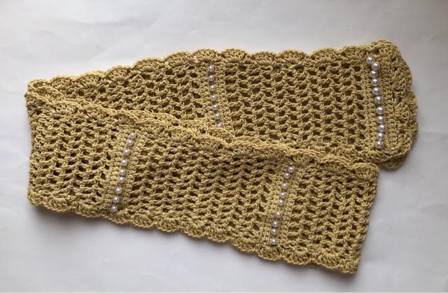 ハンドメイド ストール 春夏 日焼け止め コットン パールビーズ < 女性ファッション  ハンドメイド ストール 春夏 日焼け止め コットン パールビーズ < 女性ファッションの