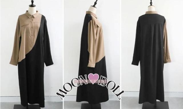 〜3L*モード系バイカラー斜め切替ロングシャツワンピー < 女性ファッション  〜3L*モード系バイカラー斜め切替ロングシャツワンピー < 女性ファッションの