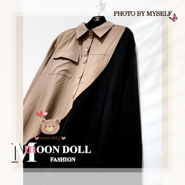 〜3L*モード系バイカラー斜め切替ロングシャツワンピー < 女性ファッション  〜3L*モード系バイカラー斜め切替ロングシャツワンピー < 女性ファッションの